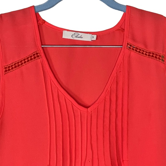 Eloise Women’s Orange Polyester Crepe Sleeveless Blouse Small EUC - Picture 2 of 8